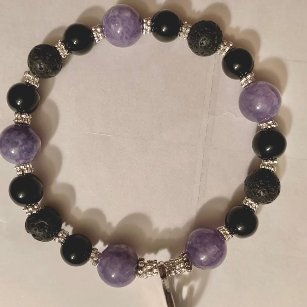 Angelite & Lava Rock Bracelet